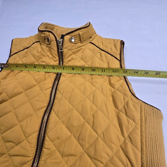 LOVE TREE Women's Quilted Puffer Vest Full Zip Size Medium Yellow / Gold Vest - Picture 4 of 12